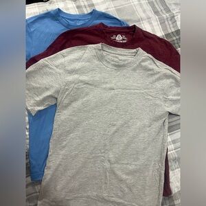 3 Set Crew Neck T-Shirts| Blue, Red, & Gray